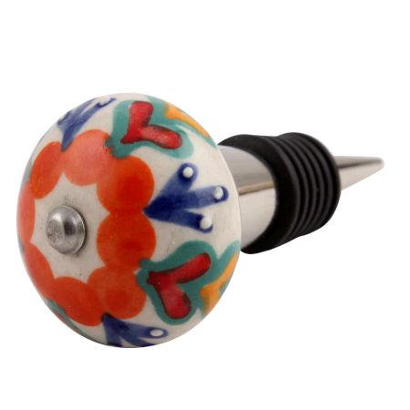 Orange Flower Ceramic Floral Wine Stopper